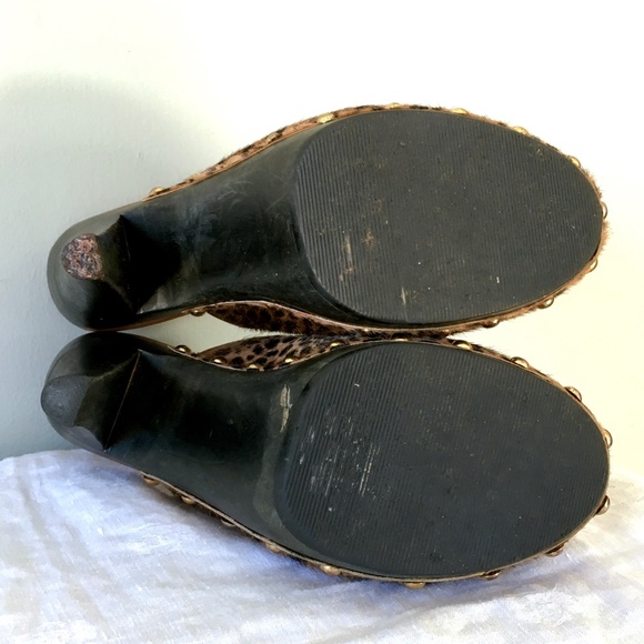 Nina Elisha brown/black leopard print heeled clogs - Picture 8 of 16